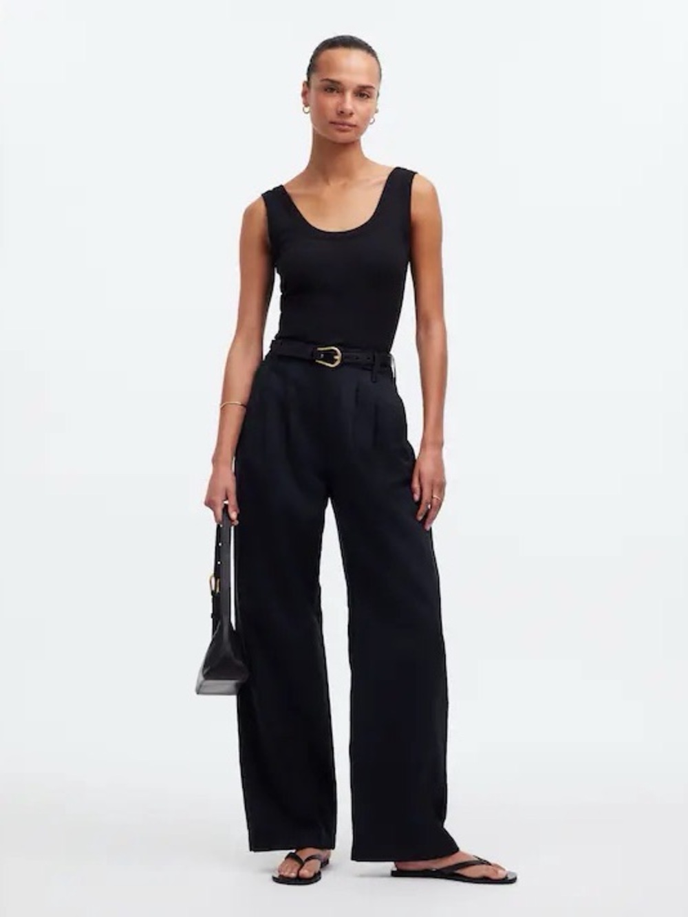 Madewell Classic High-Waist Wide-Leg Pants in Black